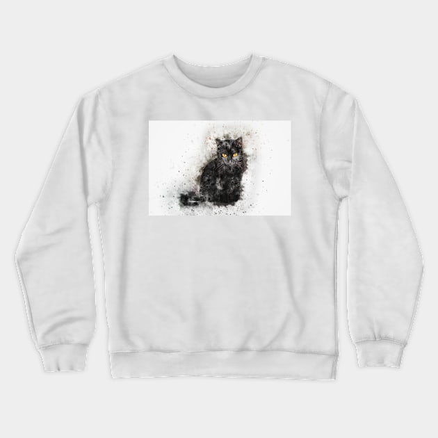 black cat Crewneck Sweatshirt by cubeartalex